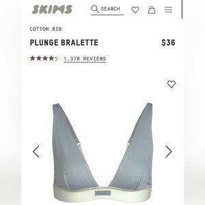 Skims Mineral Green Cotton Rib Plunge Bralette